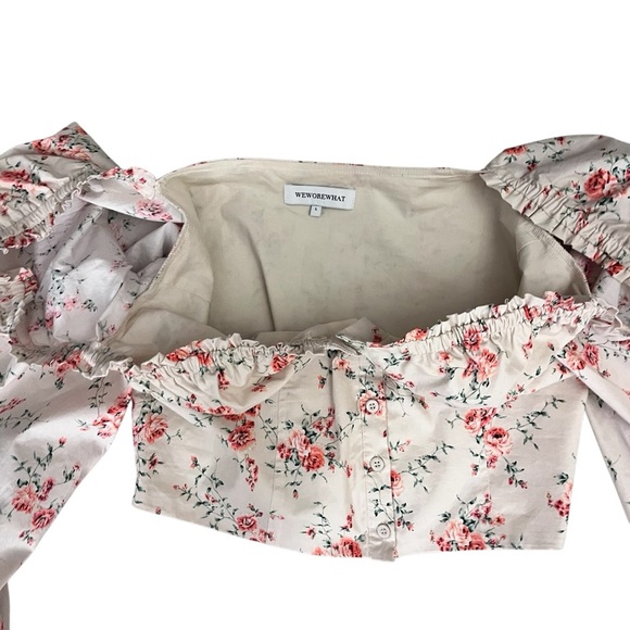 WEWOREWHAT Ruched Cup Top Bustier Floral Cotton Top Large - Picture 6 of 10